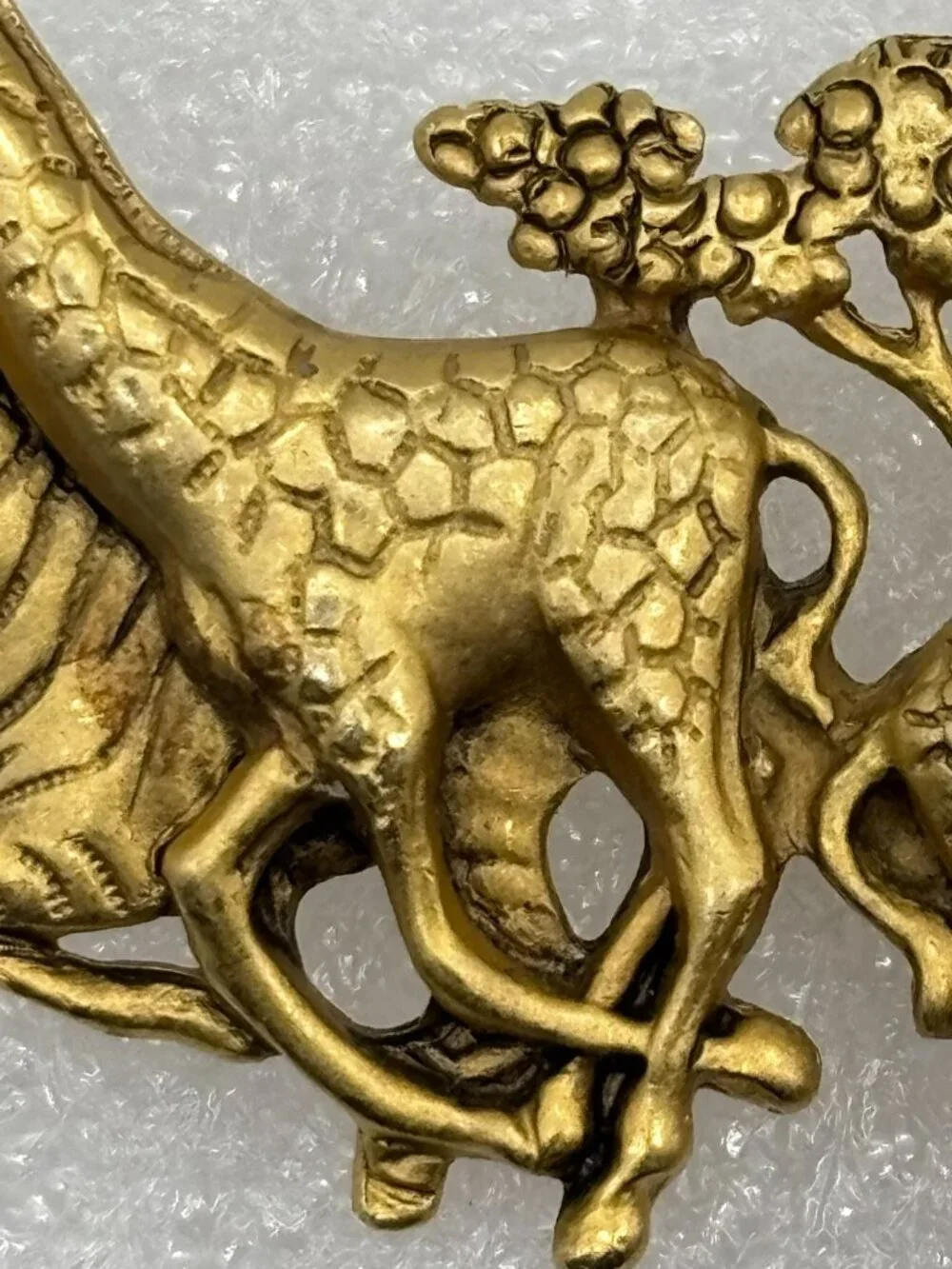 Vintage AJC Safari Stampede Brooch Pin 1970s or 80s Gold Tone Dimensional Signed